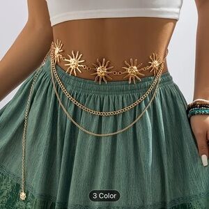 Sun Belly Beads Chain Multi Layer Pendant Waist Zinc Alloy Jewelry Vintage Boho